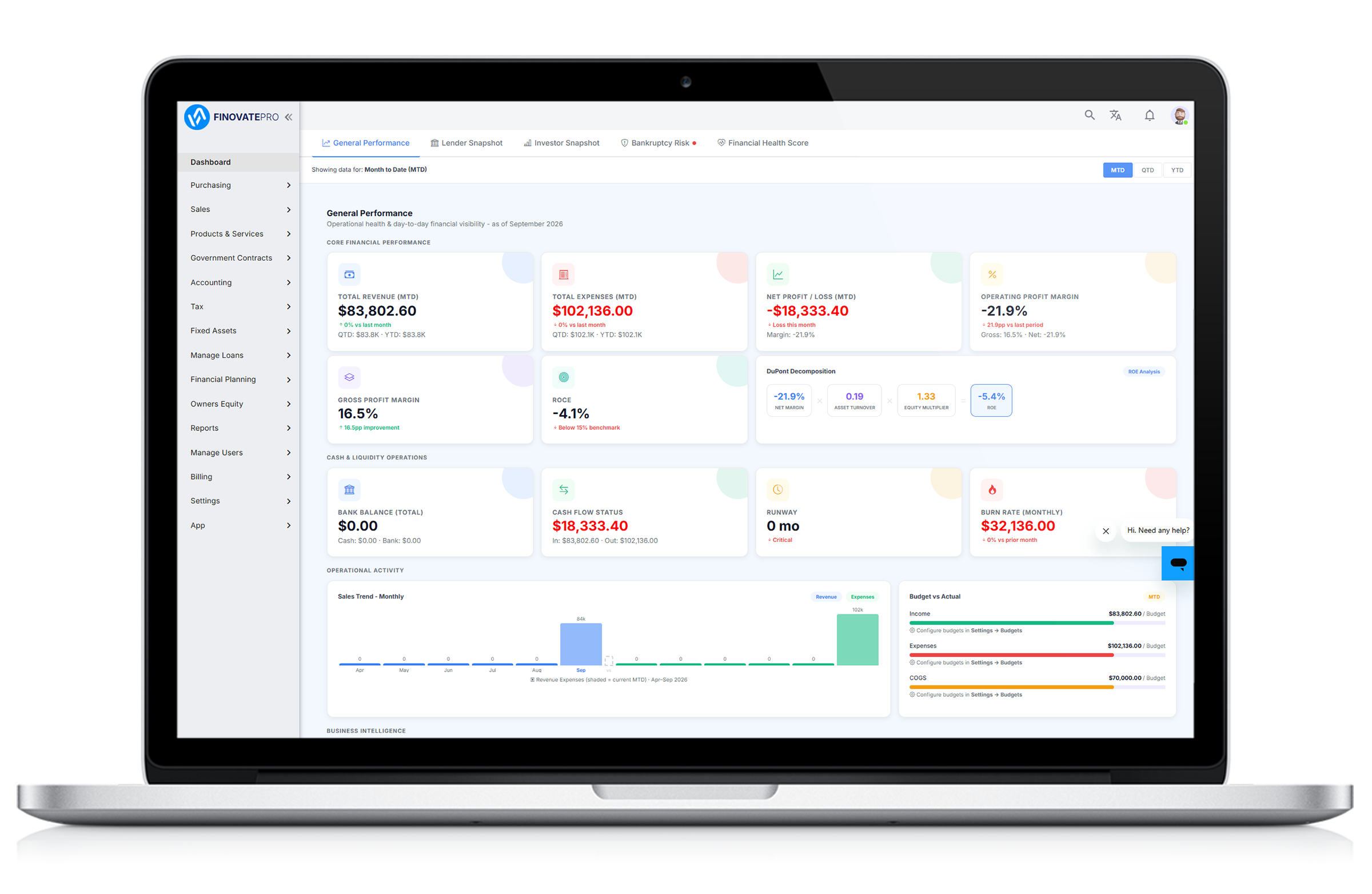 FinovatePro dashboard overview